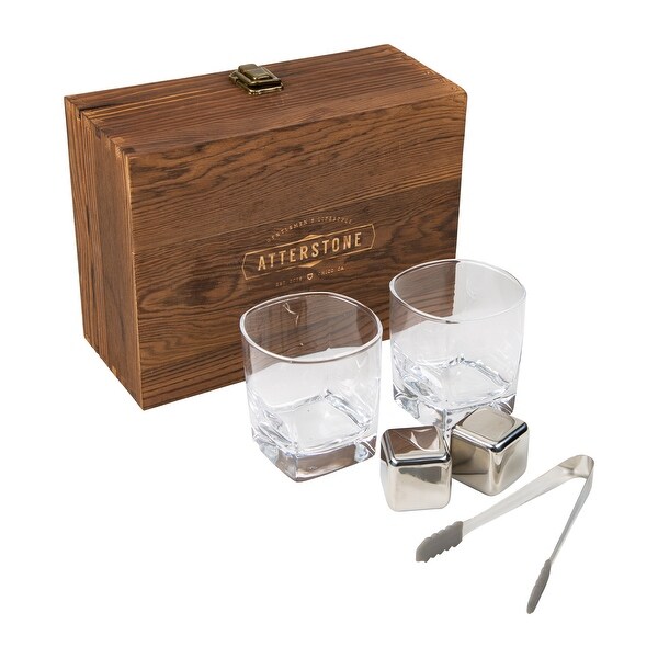 Atterstone 4-Piece Whiskey Box Set with Chilling Stones, Whiskey